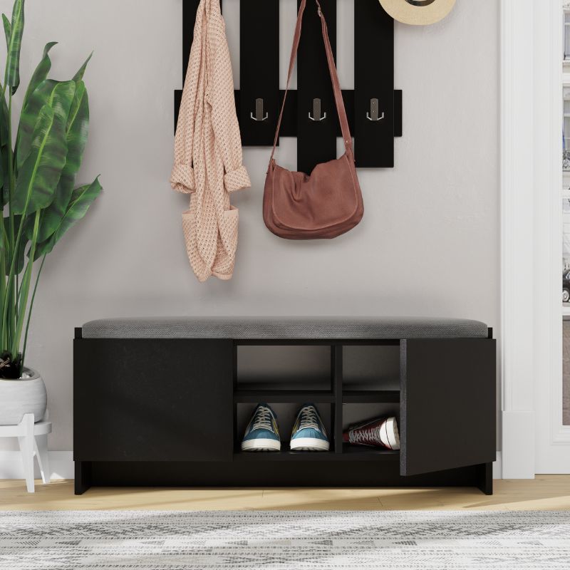 Παπουτσοθήκη Zulla από Μελαμίνη Χρώμα Μαύρο 110x37x43