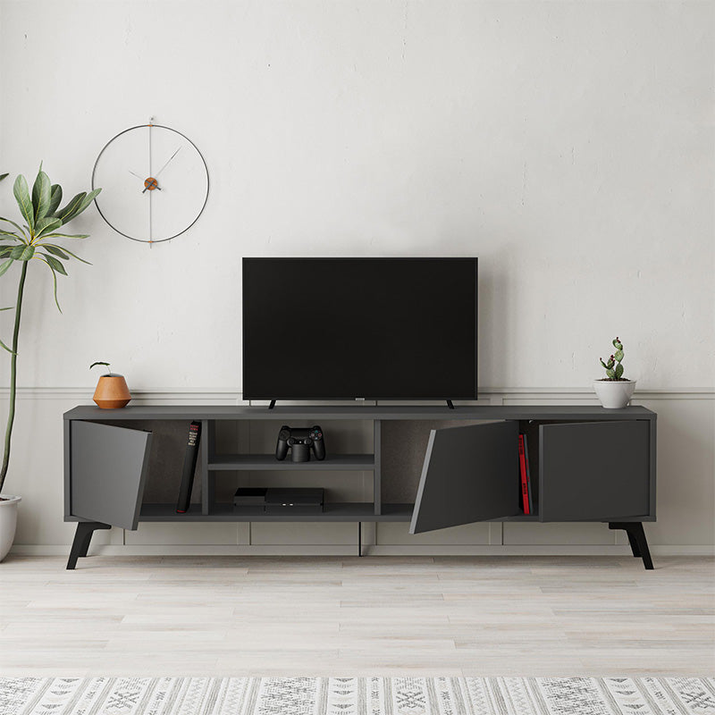 Έπιπλο Τηλεόρασης Fiona Χρώμα Ανθρακί 180x35,6x48
