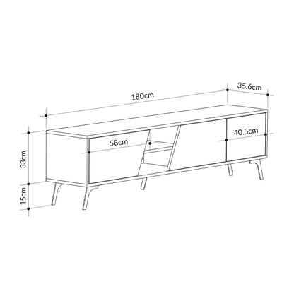 Έπιπλο Τηλεόρασης Fiona Χρώμα Ανθρακί 180x35,6x48
