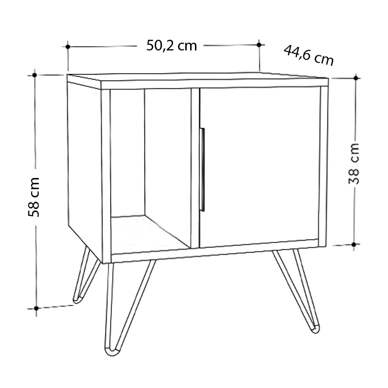 Κομοδίνο Μελαμίνης Glynn Χρώμα Φυσικό Οξιάς 50,2x44,6x58