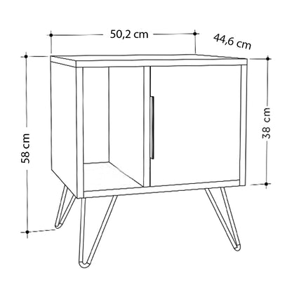 Κομοδίνο Μελαμίνης Glynn Χρώμα Φυσικό Οξιάς 50,2X44,6X58