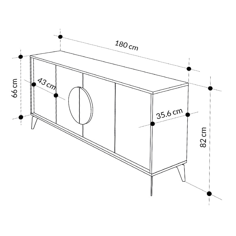 Μπουφές Μελαμίνης Gora Χρώμα Ανοιχτό Καφέ 180x35,6x82