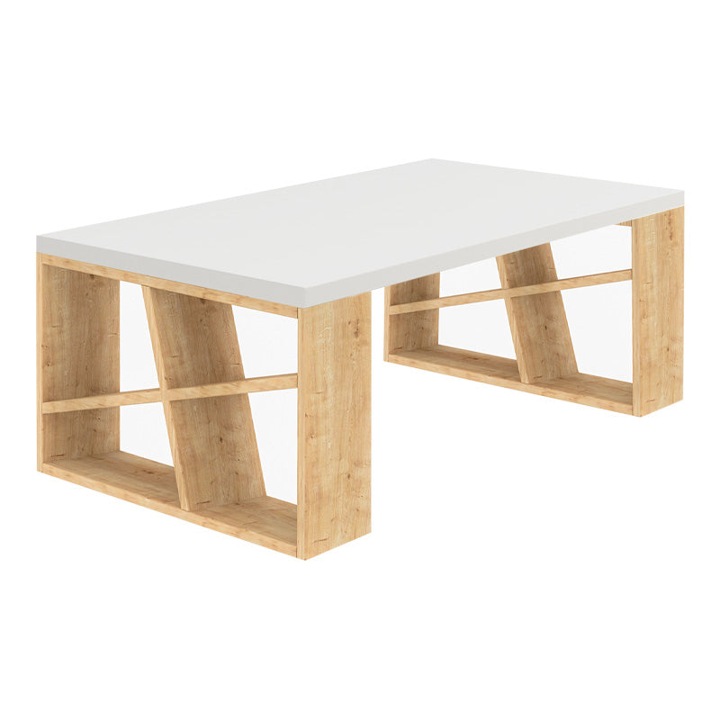 Τραπεζάκι Σαλονιού Honey Μελαμίνης Χρώμα Φυσικό Οξιάς - Λευκό 105x60x40