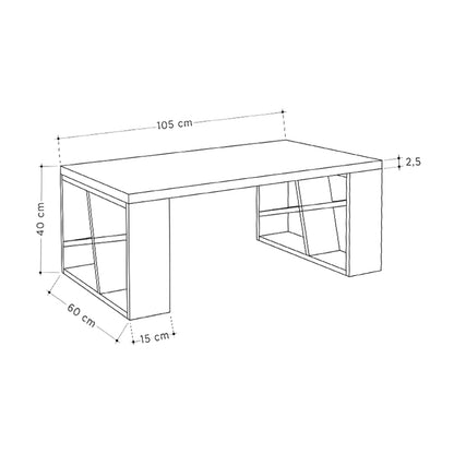 Τραπεζάκι Σαλονιού Honey Μελαμίνης Χρώμα Φυσικό Οξιάς - Λευκό 105x60x40
