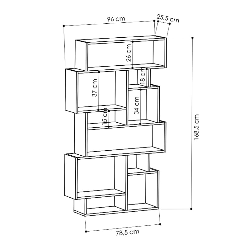 Βιβλιοθήκη Μελαμίνης Karmato Χρώμα Λευκό 96x25,5x168,5