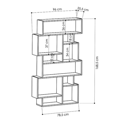 Βιβλιοθήκη Μελαμίνης Karmato Χρώμα Λευκό 96x25,5x168,5