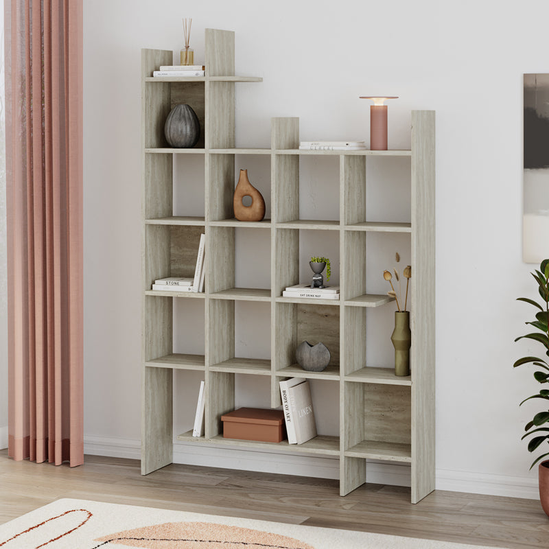 Βιβλιοθήκη Manco Χρώμα Travertine 122x25,5x188