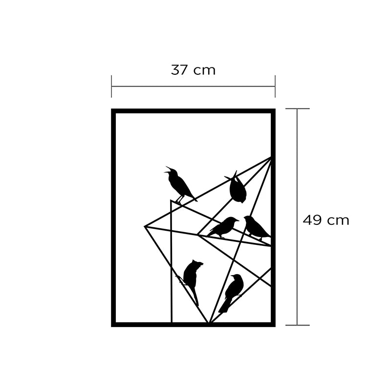 Διακοσμητικό Τοίχου Birds On Wire Μεταλλικό Χρώμα Μαύρο 37x2X49
