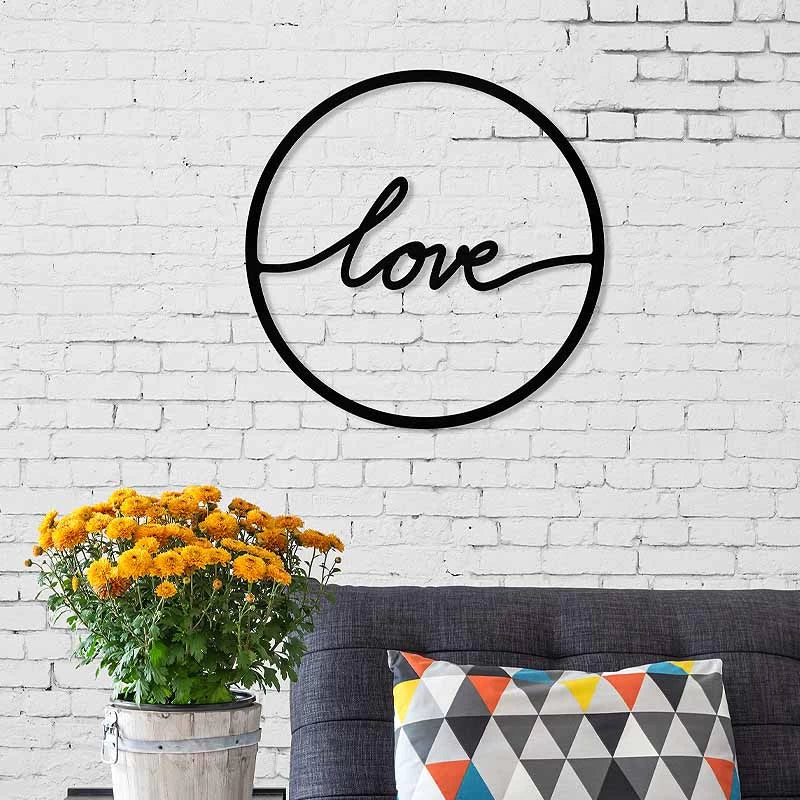 Διακοσμητικό Τοίχου Love Μεταλλικό Χρώμα Μαύρο 45x2X45