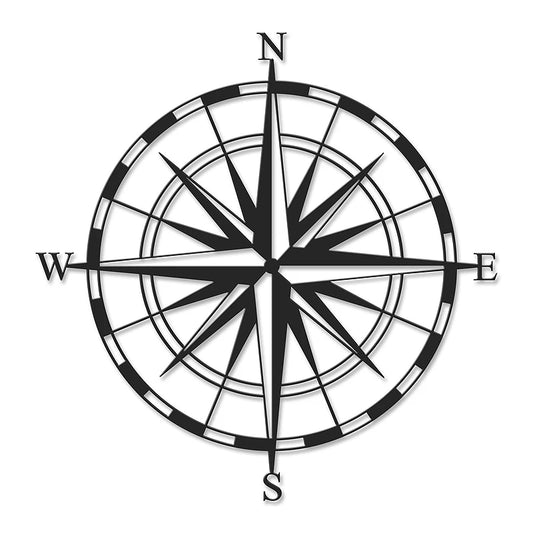 Διακοσμητικό Τοίχου Compass Μεταλλικό Χρώμα Μαύρο 45X2X45