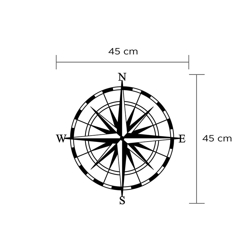 Διακοσμητικό Τοίχου Compass Μεταλλικό Χρώμα Μαύρο 45X2X45