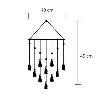 Διακοσμητικό Τοίχου Tassel Μεταλλικό Χρώμα Μαύρο 32,6x2X60