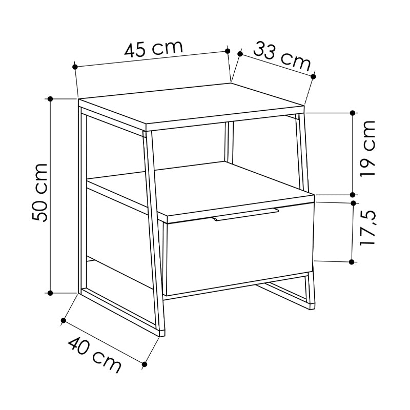 Κομοδίνο Μελαμίνης Pal Χρώμα Ανθρακί 45X40X50