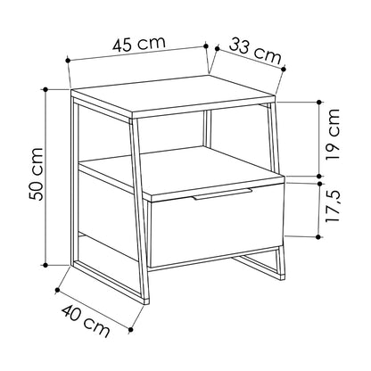 Κομοδίνο Μελαμίνης Pal Χρώμα Ανθρακί 45x40x50