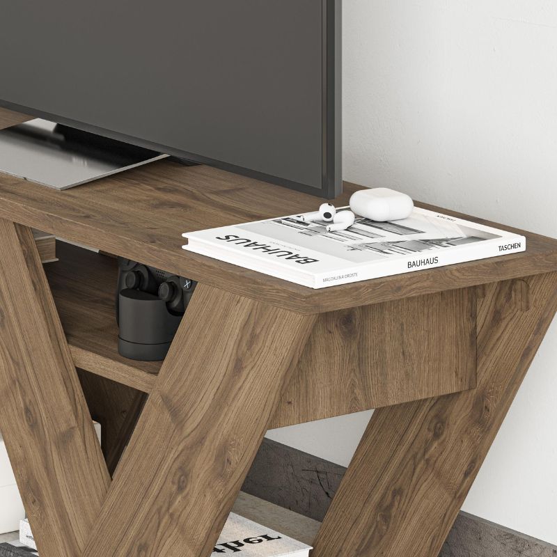 Έπιπλο Τηλεόρασης Pipralla Χρώμα Ανοιχτό Καρυδί 110x30x40