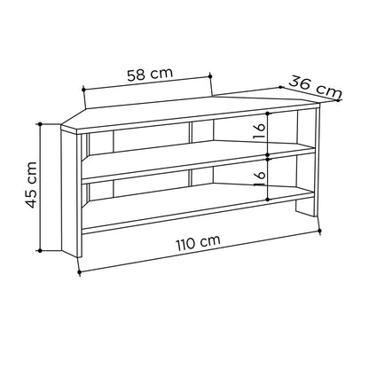 Έπιπλο Τηλεόρασης Γωνιακό Thales Μελαμίνης Χρώμα Φυσικό Οξιάς 110x36x45