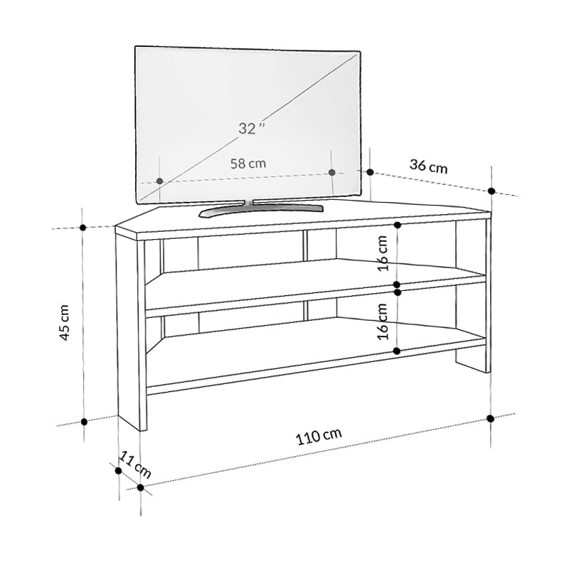 Έπιπλο Τηλεόρασης Γωνιακό Thales Χρώμα Ανοιχτό Καρυδί 110x36x45