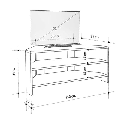 Έπιπλο Τηλεόρασης Γωνιακό Thales Χρώμα Ανοιχτό Καρυδί 110x36x45