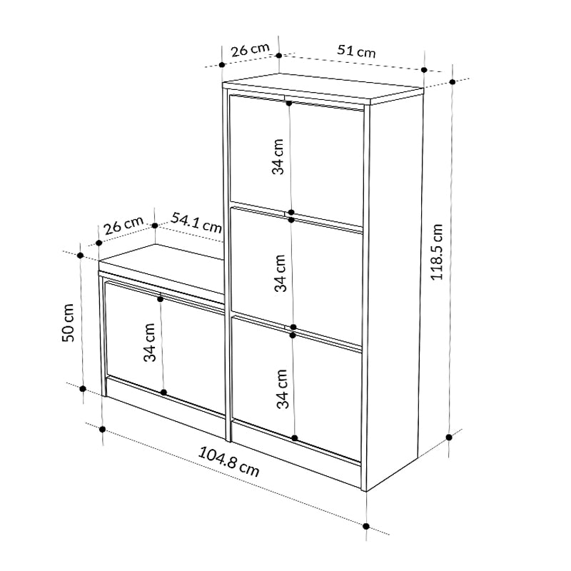 Παπουτσοθήκη Μελαμίνης Dude Χρώμα Λευκό 104,8x26x118,5