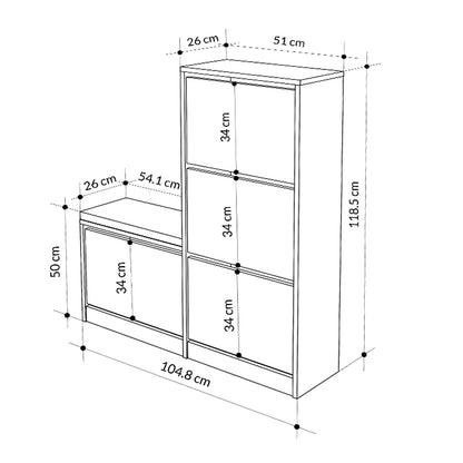 Παπουτσοθήκη Μελαμίνης Dude Χρώμα Λευκό 104,8x26x118,5