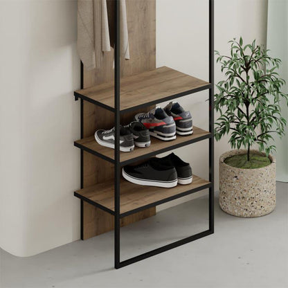 Έπιπλο Εισόδου Archy από Μελαμίνη - Μέταλλο Χρώμα Ανοιχτό Καρυδί 53x31,7x180