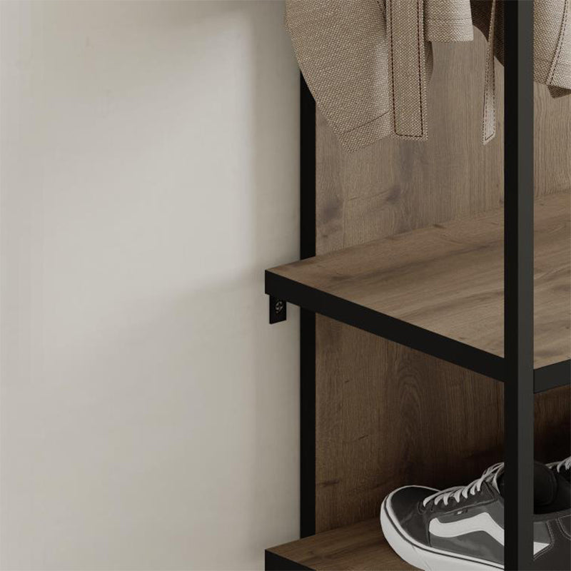 Έπιπλο Εισόδου Archy από Μελαμίνη - Μέταλλο Χρώμα Ανοιχτό Καρυδί 53x31,7x180