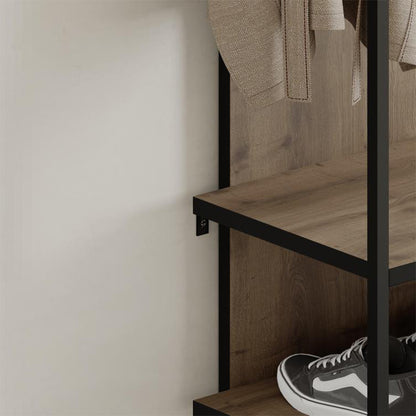 Έπιπλο Εισόδου Archy από Μελαμίνη - Μέταλλο Χρώμα Ανοιχτό Καρυδί 53x31,7x180