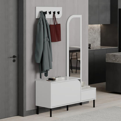 Έπιπλο Εισόδου Mila με Κρεμάστρα Χρώμα Λευκό 120x37x171,6