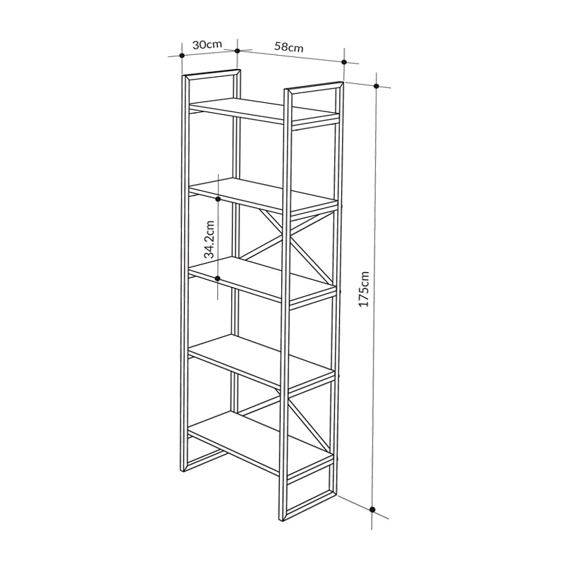 Βιβλιοθήκη Dusan Χρώμα Sepet Oak 58x30x175