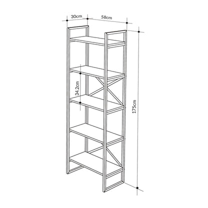 Βιβλιοθήκη Dusan Χρώμα Sepet Oak 58x30x175