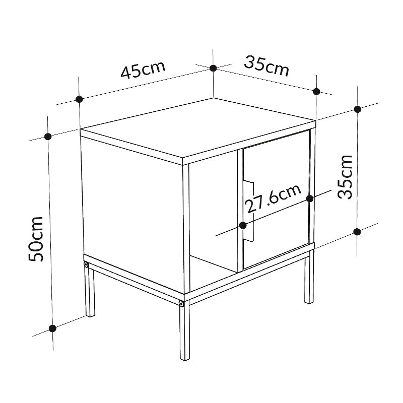 Κομοδίνο Glynn Χρώμα Λευκό 45x35x50