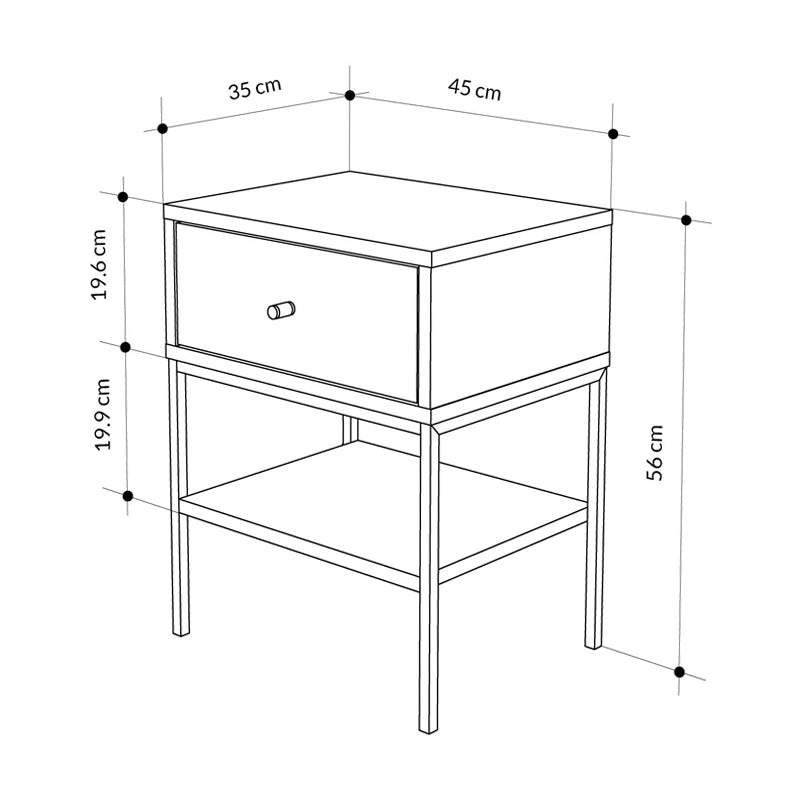 Κομοδίνο Lisa Χρώμα Saphhire Oak 45x35x56