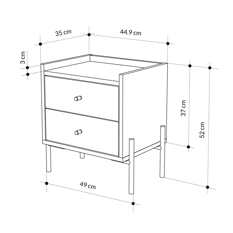 Κομοδίνο Malta Χρώμα Saphhire Oak 49x35x52