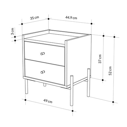 Κομοδίνο Malta Χρώμα Saphhire Oak 49x35x52