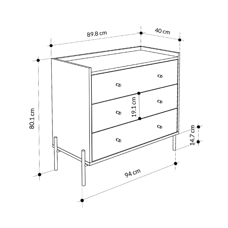 Συρταριέρα Malta Χρώμα Sapphire Oak 94x40x80,1