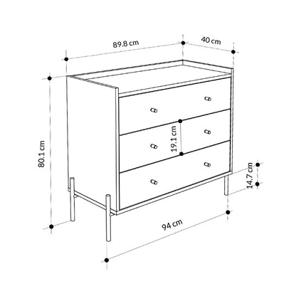 Συρταριέρα Malta Χρώμα Sapphire Oak 94x40x80,1