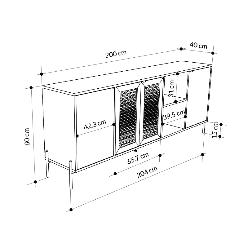 Μπουφές Naive Χρώμα Sapphire Oak 204x40x80