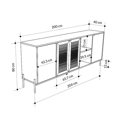 Μπουφές Naive Χρώμα Sapphire Oak 204x40x80