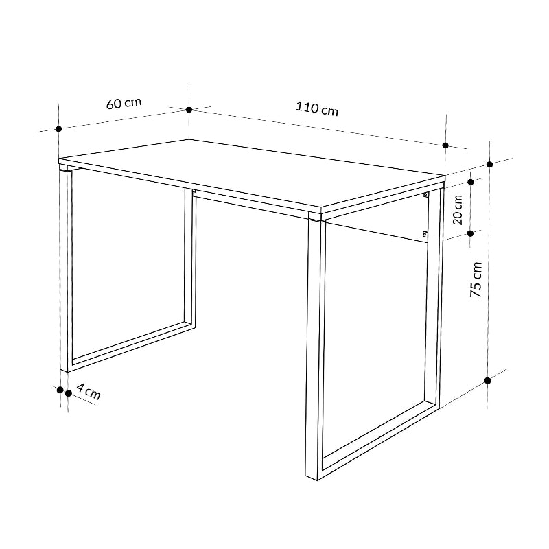 Γραφείο Εργασίας Inna Χρώμα Γκρι Ρετρό - Silky Black 110x60x75