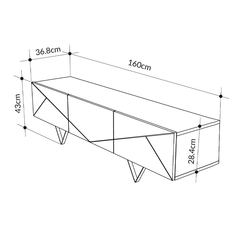 Έπιπλο Τηλεόρασης Jakomen Χρώμα Ανοιχτό Καρυδί 160x36,8x43