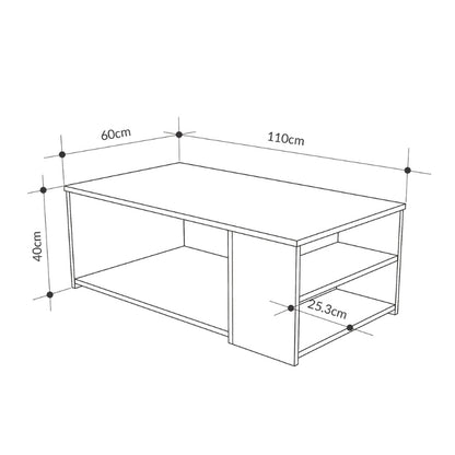 Τραπεζάκι Σαλονιού Berg Χρώμα Γκρι Ρετρό 110x60x40