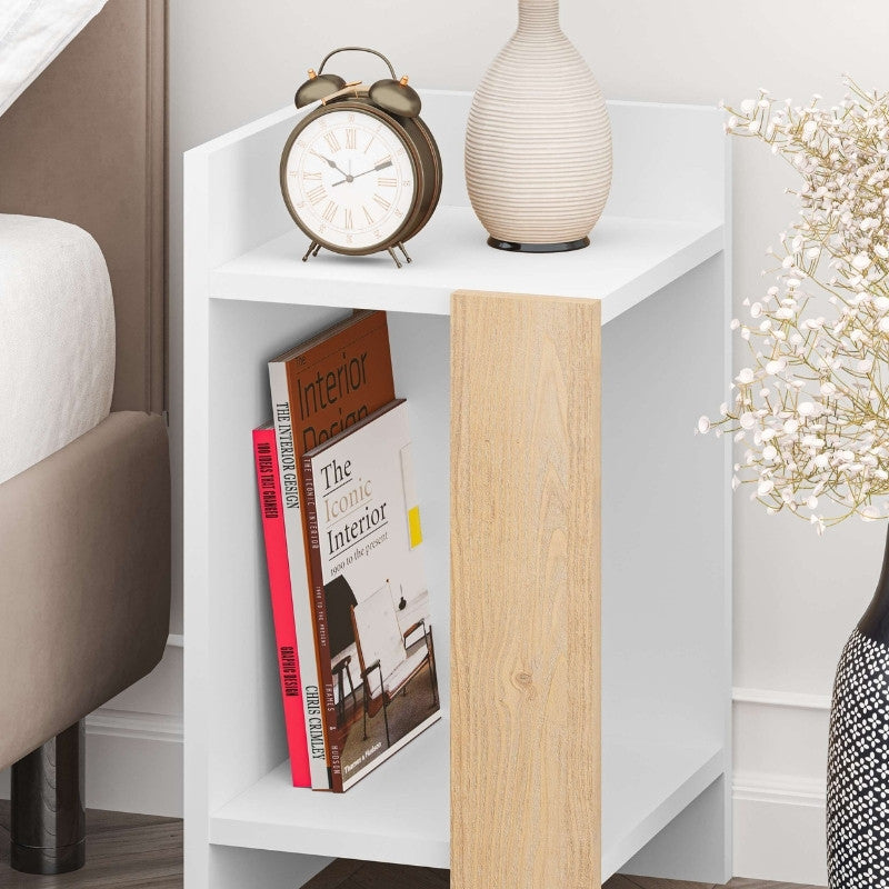 Κομοδίνο Elos Χρώμα Λευκό - Saphhire Oak 30x31,7x55