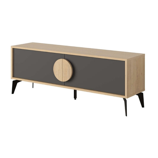 Έπιπλο Τηλεόρασης Gora Χρώμα Sapphire Oak - Silky Black 140x35,6x51