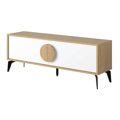 Έπιπλο Τηλεόρασης Gora Χρώμα Sapphire Oak - Λευκό 140x35,6x51