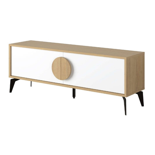 Έπιπλο Τηλεόρασης Gora Χρώμα Sapphire Oak - Λευκό 140x35,6x51