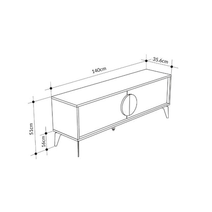Έπιπλο Τηλεόρασης Gora Χρώμα Sapphire Oak - Λευκό 140x35,6x51