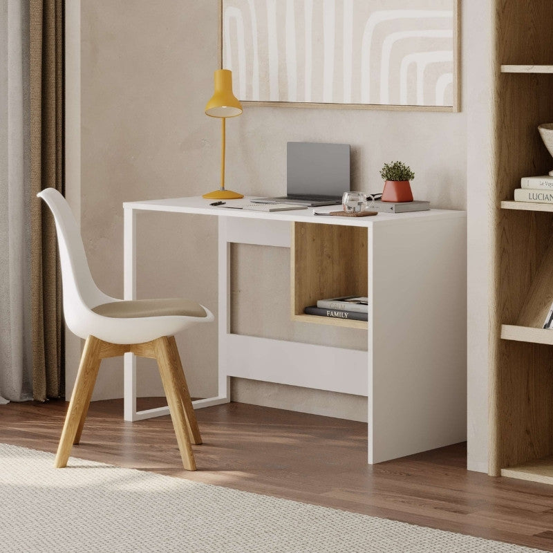 Γραφείο Εργασίας Cubo Χρώμα Λευκό - Sapphire Oak 110x50x75
