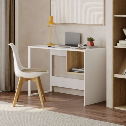 Γραφείο Εργασίας Cubo Χρώμα Λευκό - Sapphire Oak 110x50x75