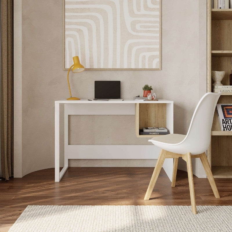 Γραφείο Εργασίας Cubo Χρώμα Λευκό - Sapphire Oak 110x50x75