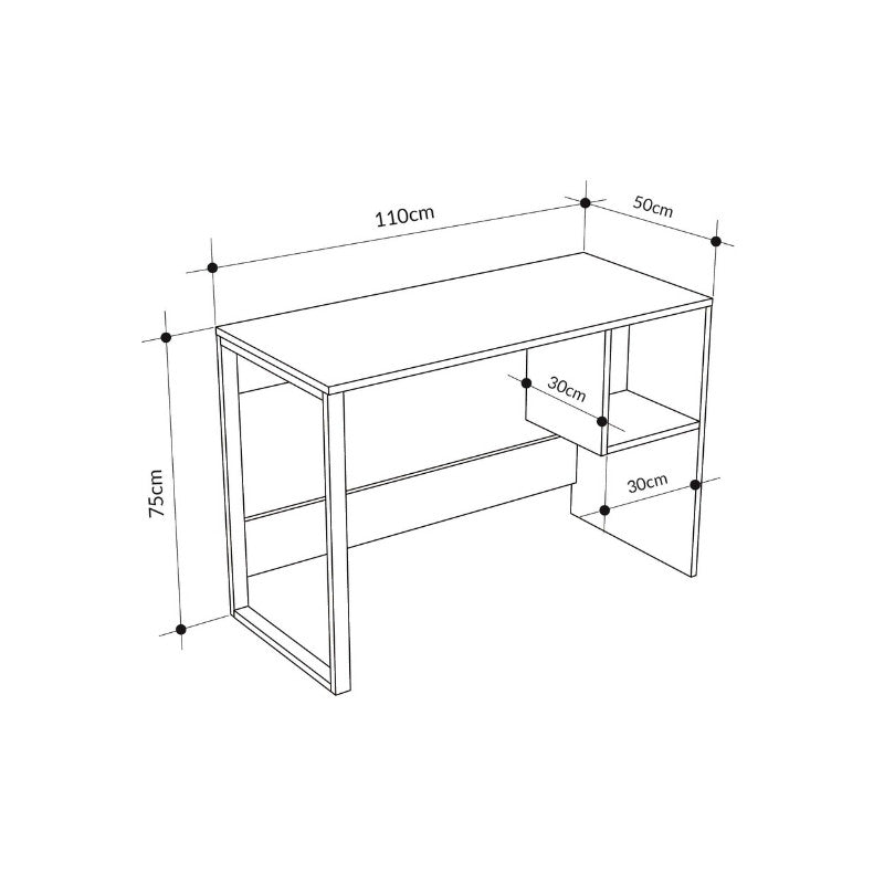 Γραφείο Εργασίας Cubo Χρώμα Λευκό - Sapphire Oak 110x50x75